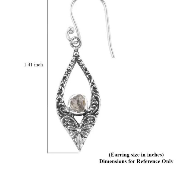 Raw Uncut Natural Diamond Earrings Set in 925 Sterling Silver - Picture 5 of 8